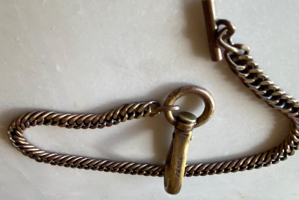 PRADA Authentic Vintage Brass Chain 13" Carabiner Keychain Bag Charm Wallet Link